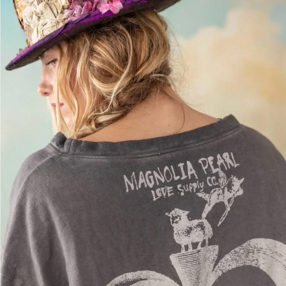 NWT! Magnolia Pearl Gray Black Sabbath Graphic Sweatshirt Floral ~ OS - Picture 7 of 15